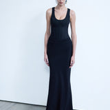 Gigi - U Neck Corset Detailed Maxi Dress