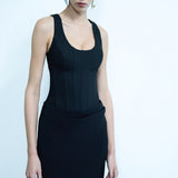 Gigi - U Neck Corset Detailed Maxi Dress