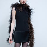 Lea - Mini Dress with Satin Detail in Black