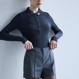 Iris - Mini Wool Shorts in Grey