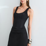 Nora - U Neck Corset Detailed Mini Dress