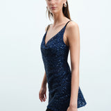 Paula - Cowl Neck Sequin Mini Dress