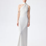 Brice - One Shoulder Satin Maxi Dress in White