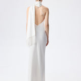 Brice - One Shoulder Satin Maxi Dress in White