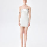Poly - Strapless Mini Dress With Hand Stitched Mirrors