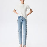 Alicia - T-Shirt With Shoulder Pads in White