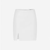 Janine - Front Slit Mini Skirt in White