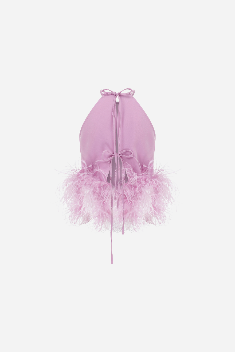 KOS - Halter neck top with feather trim in lilac