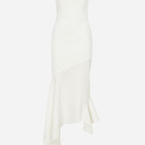 Misha - Strapless Midi Dress With Bias Cut Skirt