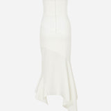 Misha - Strapless Midi Dress With Bias Cut Skirt