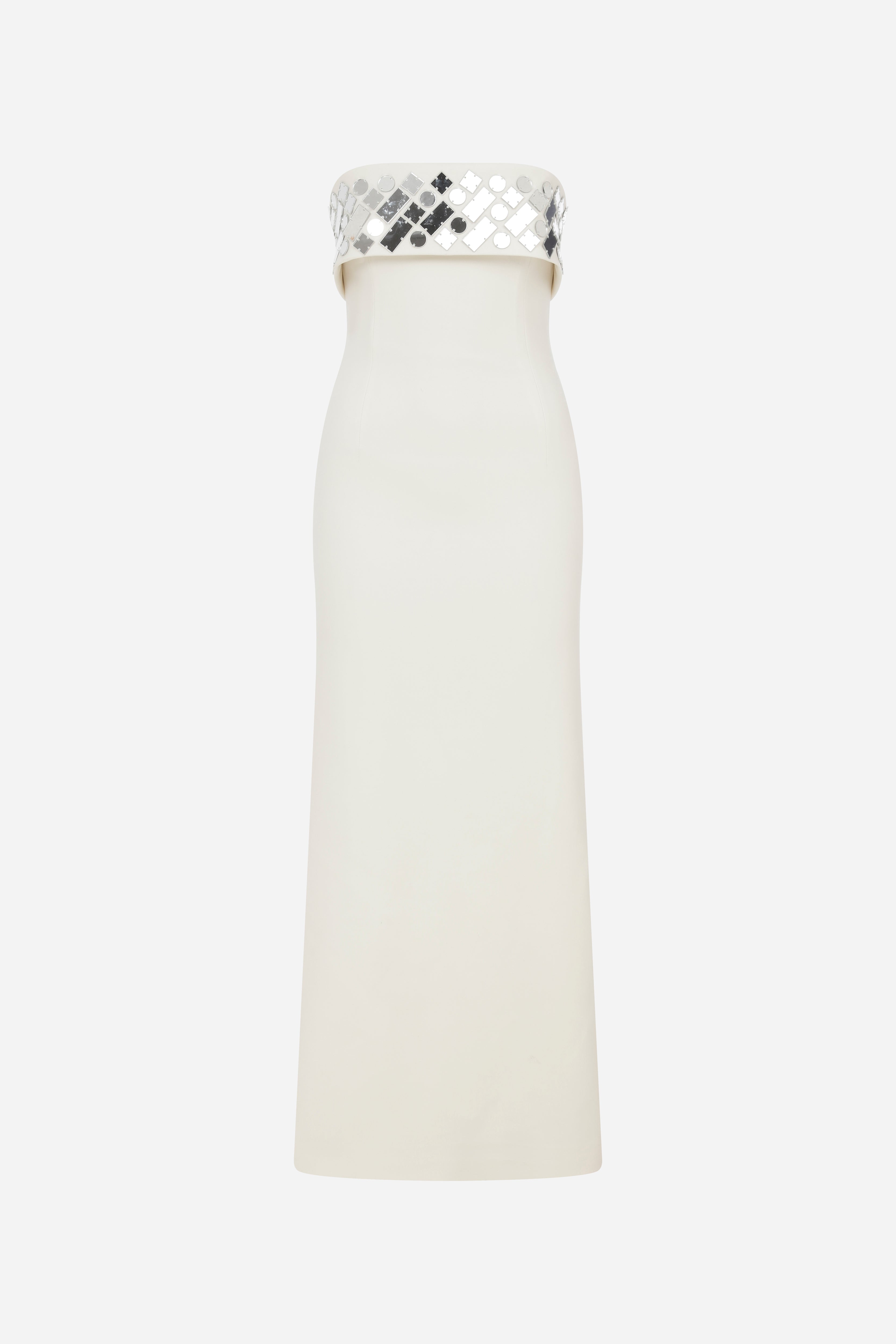 Grace - Strapless Midi Dress With Hand Stitched Mirrors