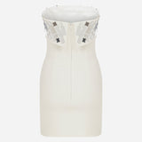 Poly - Strapless Mini Dress With Hand Stitched Mirrors