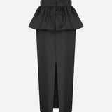 Rachel-Taffeta Midi Skirt With Peplum