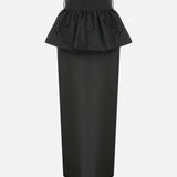 Rachel-Taffeta Midi Skirt With Peplum