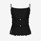Cassie Open-Back Sequin Top in Black Sequin