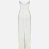 Violet - Sequin Details Slip Dress in White