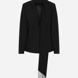 Roxy - Boxy Blazer With Beaded Fringe Detailed Shawl