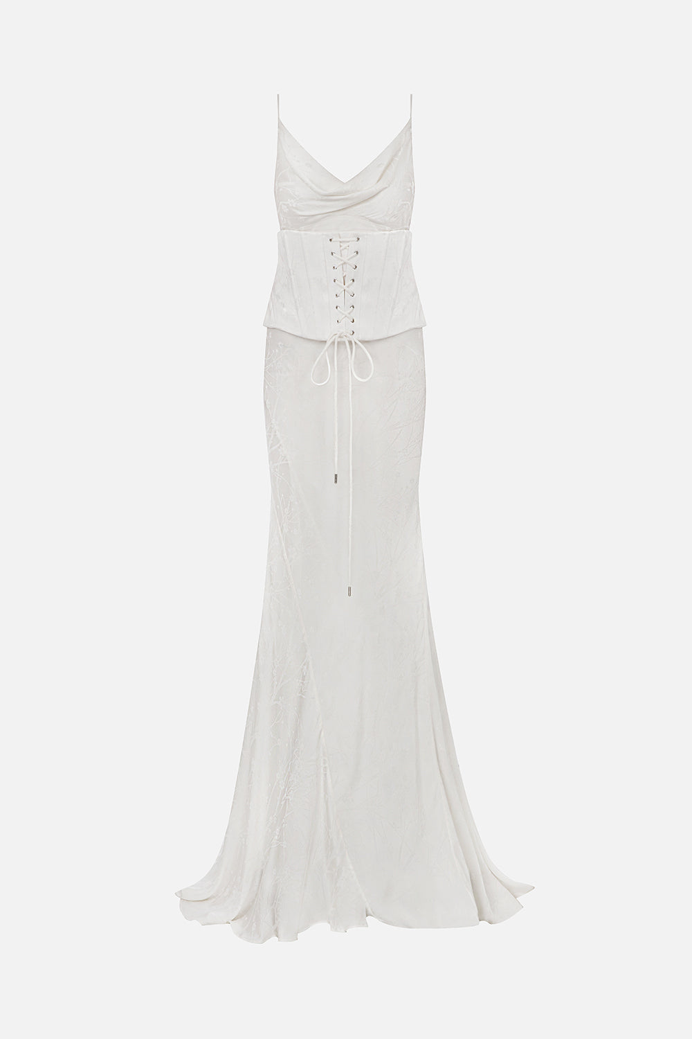 Margo - Korse Kemerli Degaje Yaka Jakarlı Maksi Elbise