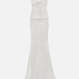 Margo-Cowl-Neck Jacquard Maxi Dress With Corset Belt