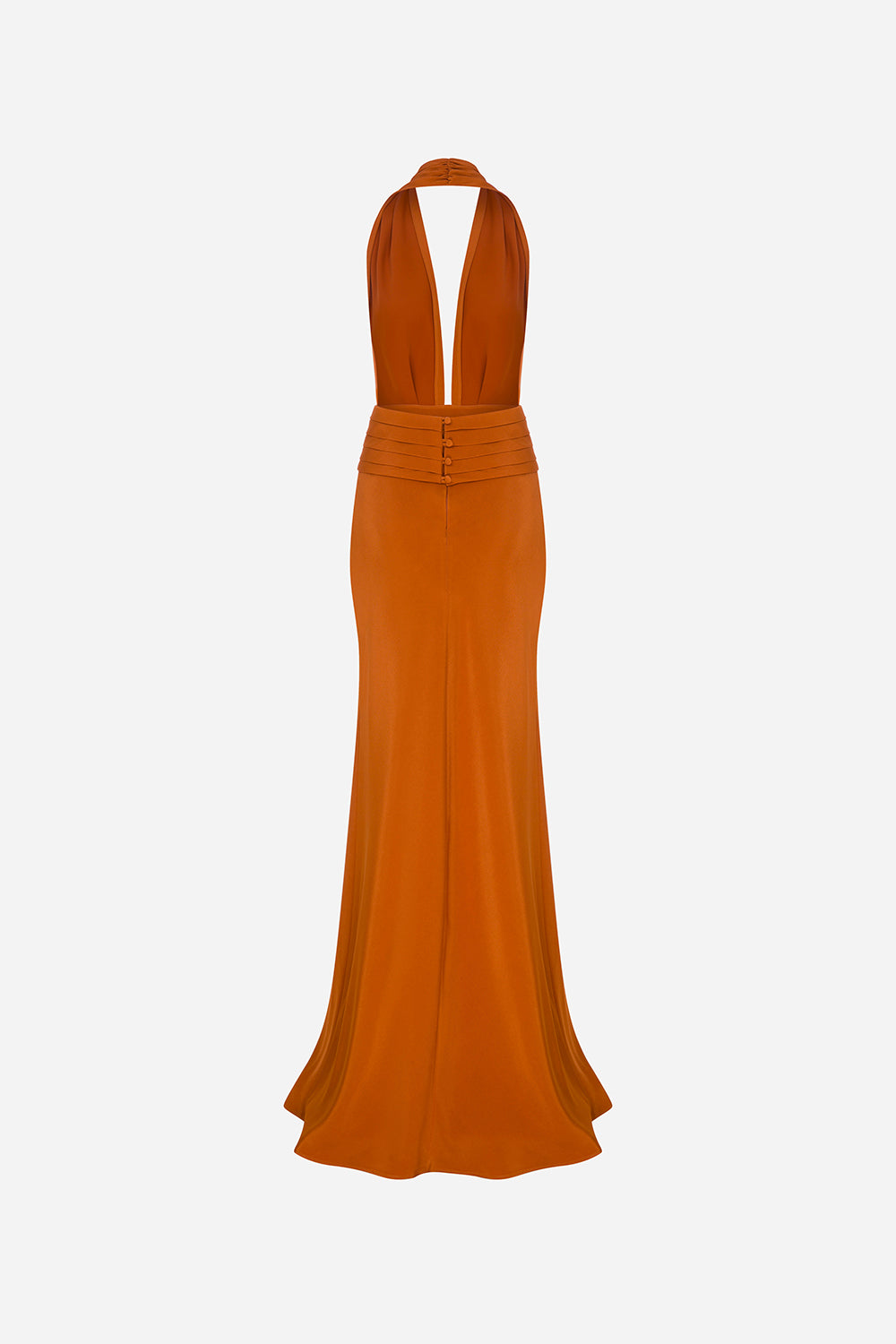 Tina-V-Neck Satin Dress With Tuxedo Belt Detail in Terracotta – ILA Official Tina-V-Neck Satin Dress With Tuxedo Belt Detail in Terracotta – ILA Official