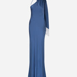Brice - One Shoulder Satin Maxi Dress in Blue