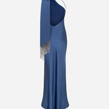 Brice - One Shoulder Satin Maxi Dress in Blue