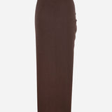 Aditi-Linen Midi Skirt With Twist in Brown