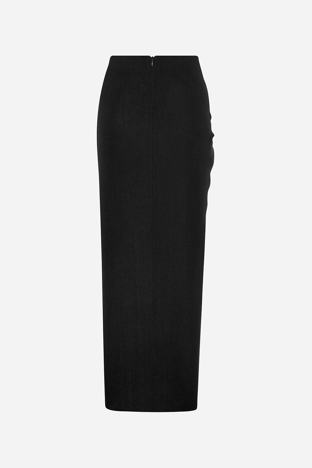 Aditi-Linen Midi Skirt With Twist in Black