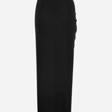 Aditi-Linen Midi Skirt With Twist in Black