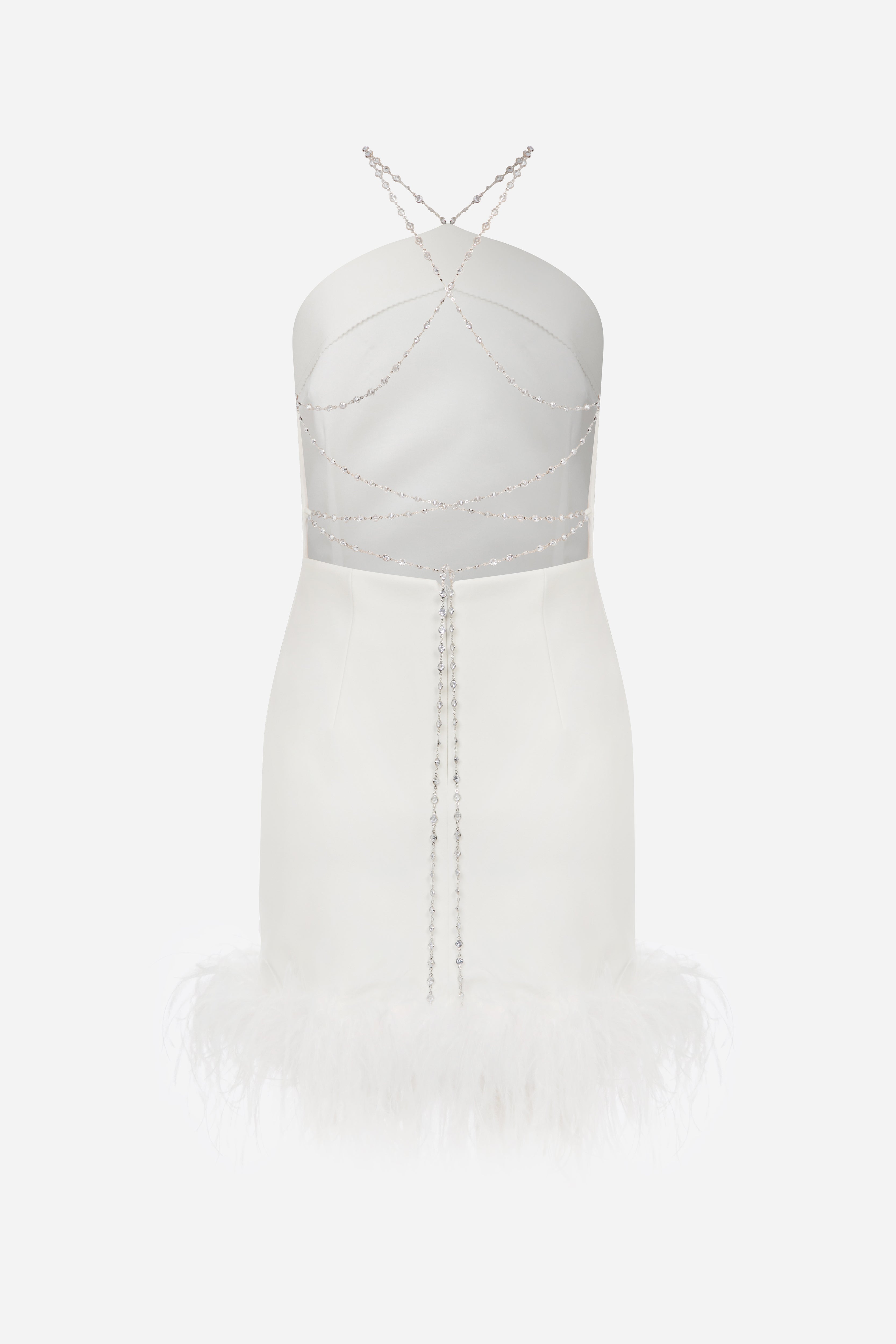 ostrich feather dress white gown with feathers The ostrich feather bridal robe represents the perfect combination of couture elegance and romantic bridal beauty White Ostrich Feather Wedding Dress