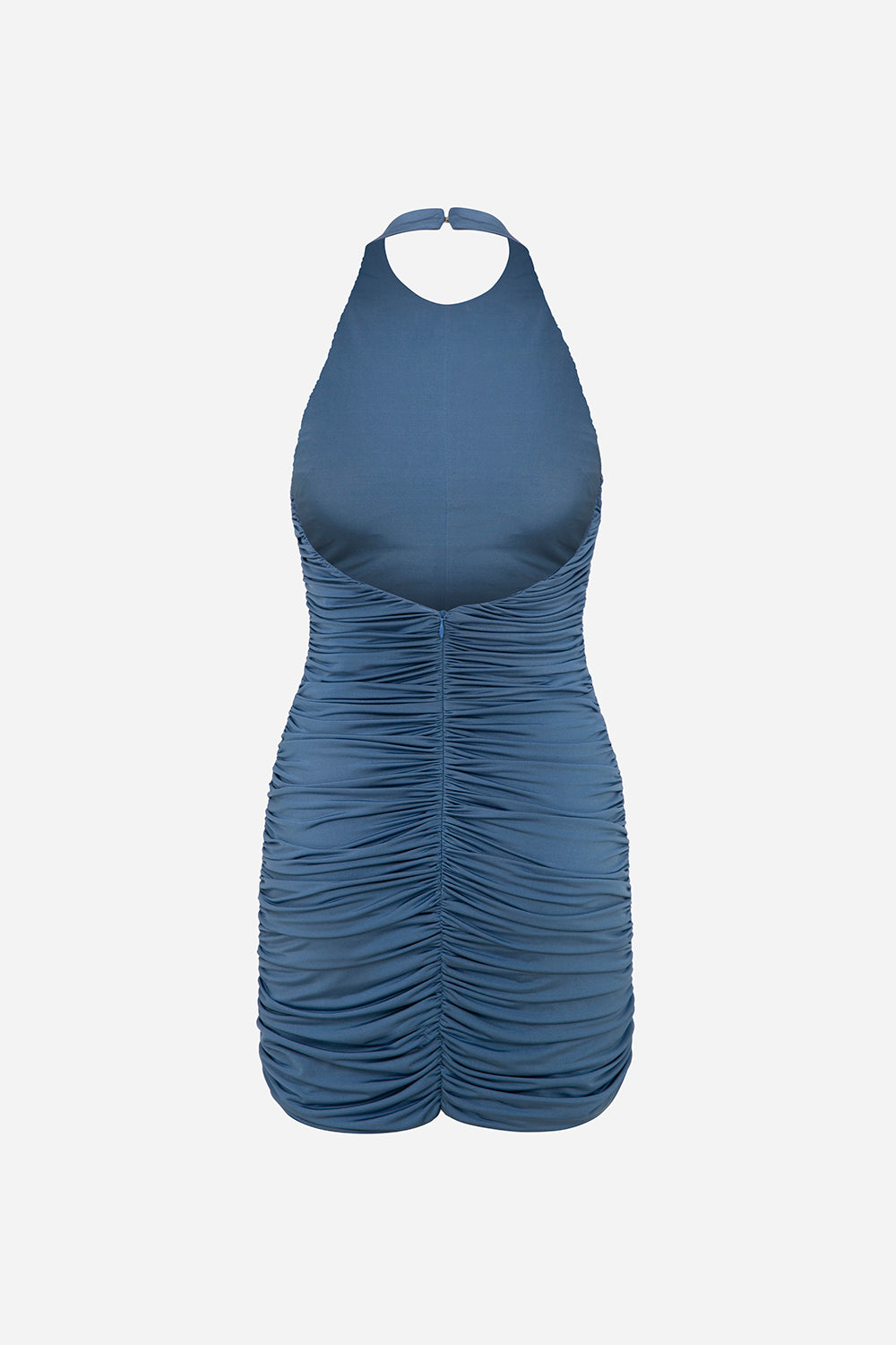 draped open back mini dress Draped Cowl Neck Ring Back Mini Dress
