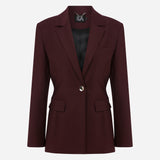 Mono - Constructed Wool Blazer in Burgundy