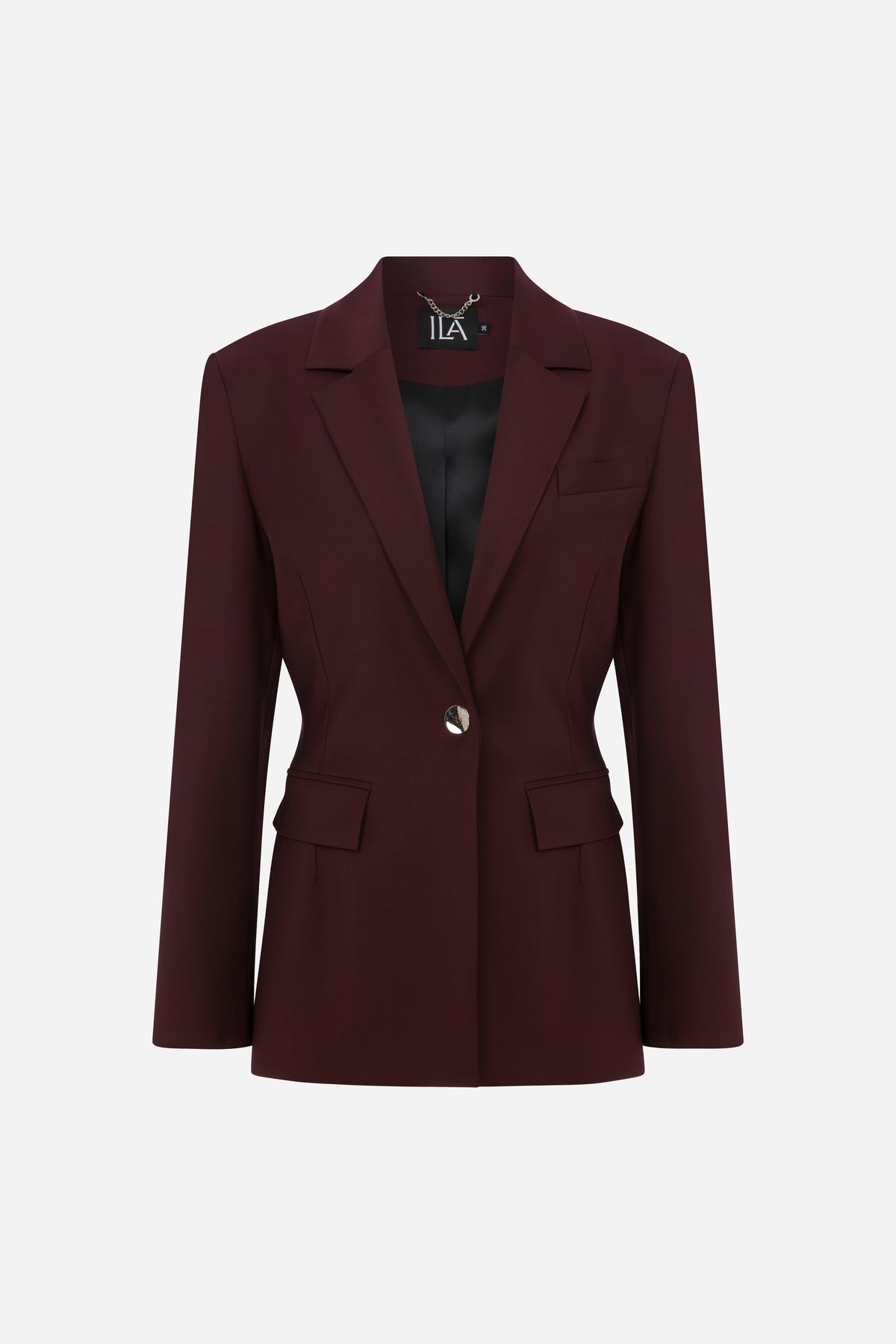 Mono-Constructed Wool Blazer in Burgundy