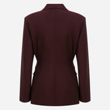 Mono - Constructed Wool Blazer in Burgundy