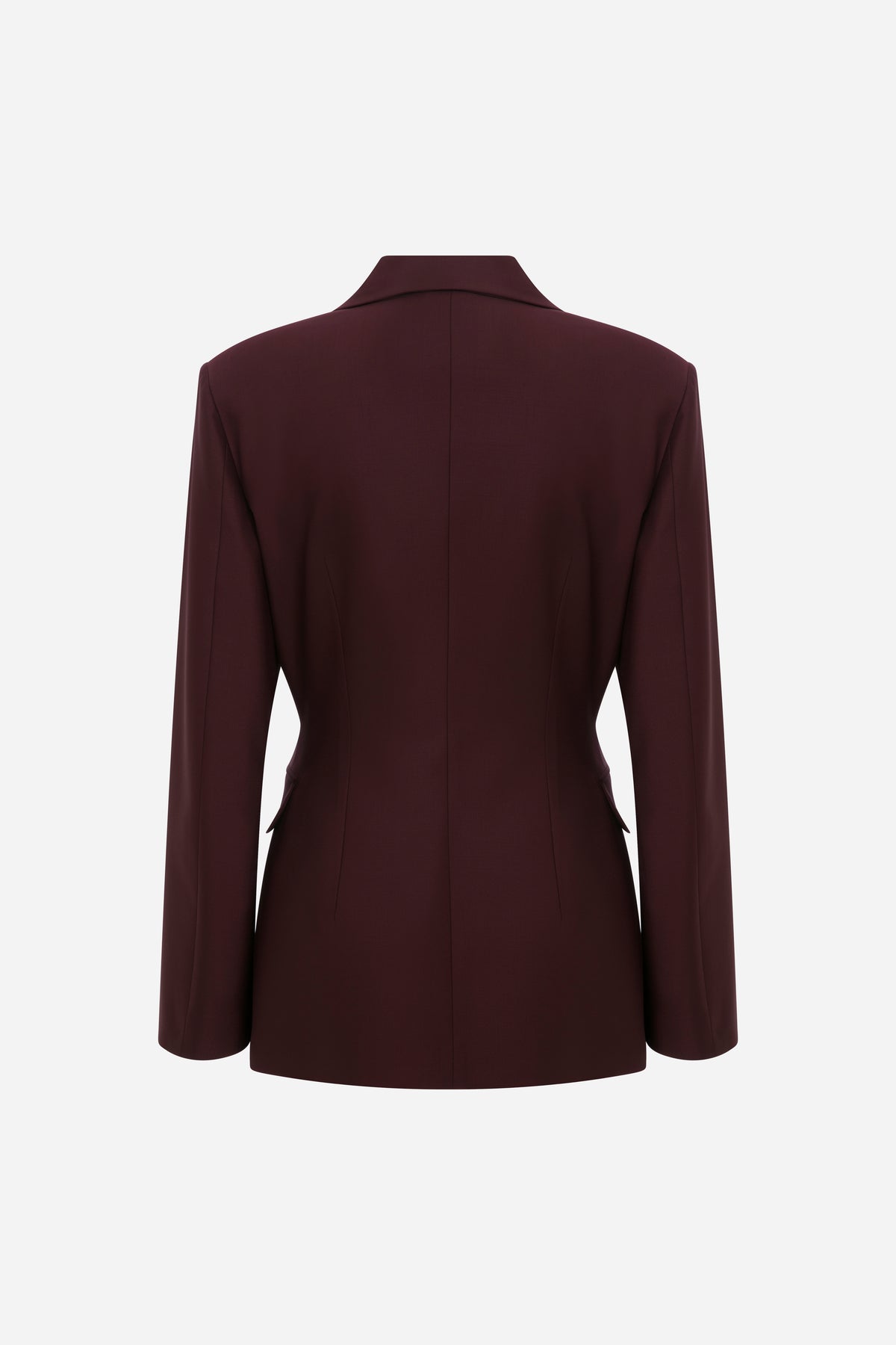 Mono-Constructed Wool Blazer in Burgundy