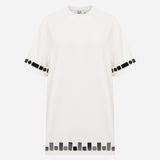 Patsy - Oversize Tshirt With Hand Stitched Mirrors in White