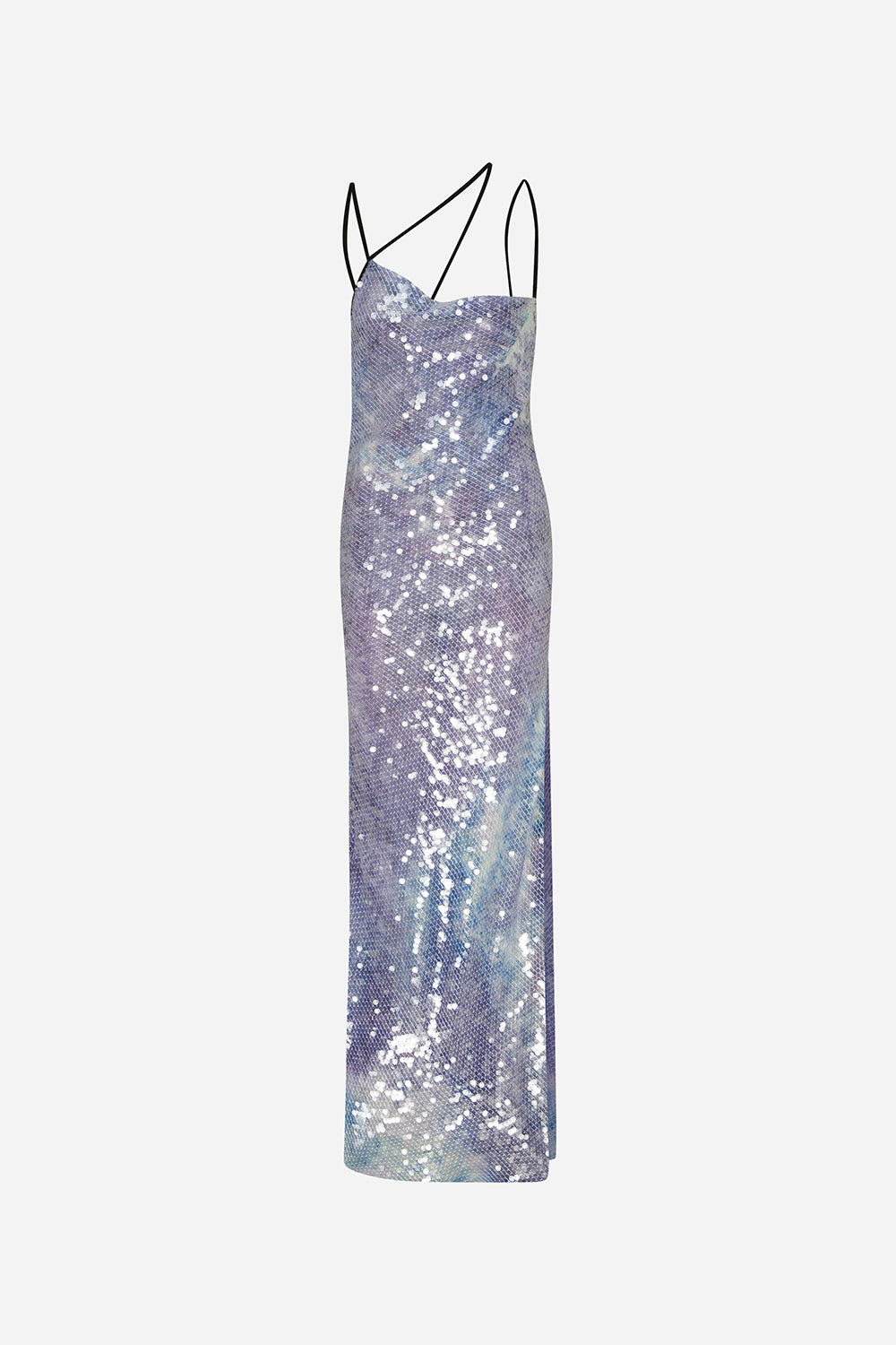 Saira - Bias Cut Silk Sequin Dress With Contrast Piping