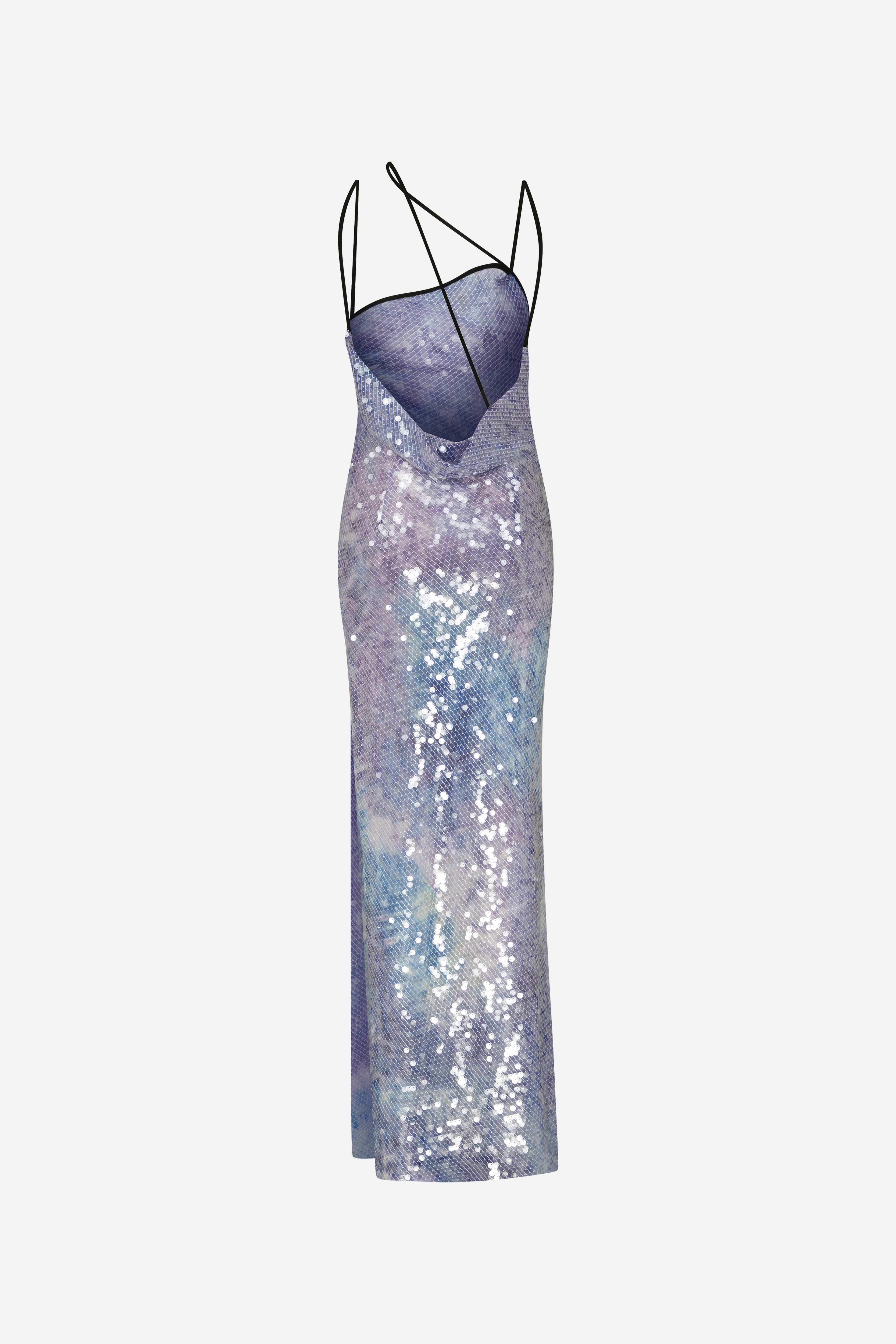 Saira - Bias Cut Silk Sequin Dress With Contrast Piping