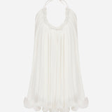 Swan-Pleated Chiffon Mini Dress