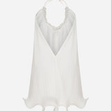 Swan-Pleated Chiffon Mini Dress