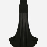 Isabel - Strapless Chiffon Maxi Dress in Black