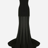 Isabel - Strapless Chiffon Maxi Dress in Black