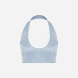 Katie - U Neck Satin Tank Top in Blue