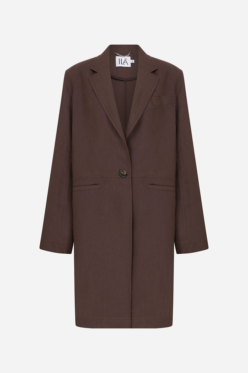 Rue - Linen Coat With Side Slits