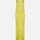 Selora-Open-Back Crinkle Maxi Dress With Accessory Detail