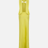 Selora-Open-Back Crinkle Maxi Dress With Accessory Detail