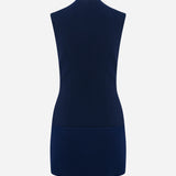 Lea - Mini Dress With Satin Detail in Navy Blue