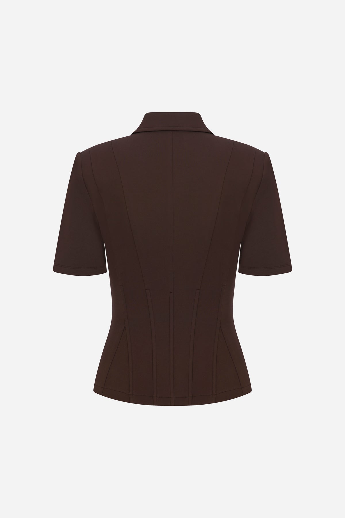 Kate-Polo Neck Corset Detailed T-Shirt in Brown