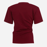 Lilia - Draped T-Shirt With Shoulder Pads in Burgundy