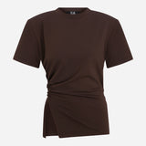 Lilia - Draped T-Shirt With Shoulder Pads in Brown